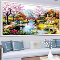 Tranh đính đá Ngôi nhà tổ ấm  mẫu mới. dream valley  1m3x65  -D9246( chưa đính)