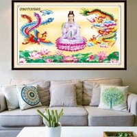 Tranh đính đá phật bà quan âm,tranh thêu phật bà quan âm ,tranh chưa làm và chưa khung