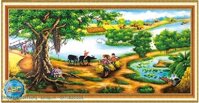 Tranh đính đá phong cảnh - Nhịp điệu đồng quê  [Y8048] kích thước 150*75cm