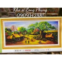 Tranh đính đá Phong Làng quê việt nam chợ quê   D9709-1m2x60 cm( chưa đính)