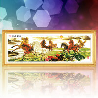 Tranh đính đá tài lộc Ngựa phi trên đồng cỏ S8163