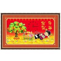 Tranh Đính Đá TẤN TÀI TẤN LỘC (ĐÁ ABC CAO CẤP). Kích Thước: 88cm x 50cm