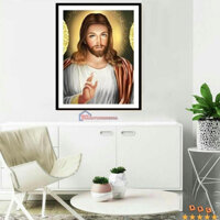 Tranh đính đá - tranh thêu chữ thập chúa jesu
