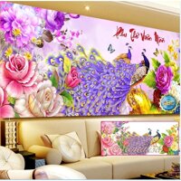 tranh đính đá tự làm công PHU THÊ VIÊN MÃN. Kích Thước: 1m20 x 60cm - 1m50 x 70cm