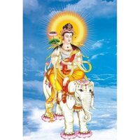 Tranh đính đá tự làm. Tranh đức phổ hiền bồ tát.