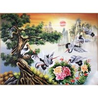 Tranh đính đá tự làm- tranh tùng hạc