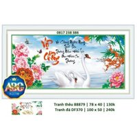 Tranh đính đá vợ chồng thien nga DF370 (100 x 50 cm)