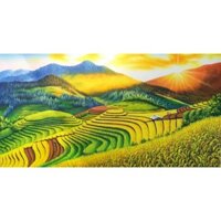 Tranh đính full kín đá tự làm - Tranh ruộng bậc thang