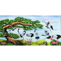 Tranh đính full kín đá tự làm - tùng hạc diên niên