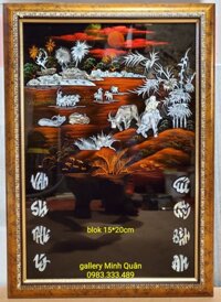 Tranh đốc lịch sơn mài khảm ốc -Đồng Quê - Có khung