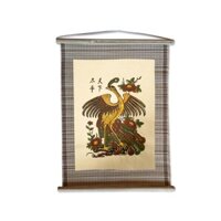 Tranh Đông Hồ Chim Công Thiên Hạ Thái Bình Dán Mành - Tranh Mành Đông Hồ