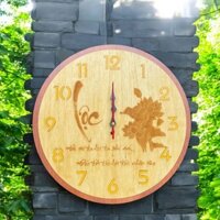 Tranh đồng hồ chữ LỘC, cắt khắc Laser trên gỗ