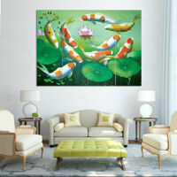 Tranh Đồng Hồ Cửu Ngư Quần Tụ Binbin TDH30 60 x 20 cm