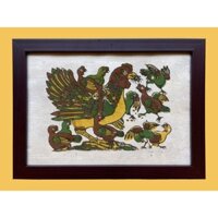 Tranh Đông Hồ Gà Đàn Khung Kính 30cm x 20cm - Có Kèm Hộp Quà Tặng