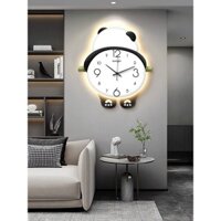 Tranh đồng hồ gấu trúc Đèn Led lắc chân/ đồng hồ treo tường trang trí phòng khách Đất Việt