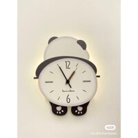 tranh đồng hồ gấu trúc lắc chân cute có gắn đèn led treo phòng khách / cửa hàng / quà tặng H7