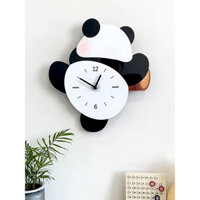 tranh đồng hồ gấu trúc lắc chân cute gắn đèn led treo phòng khách / phong ngủ / lớp học A41