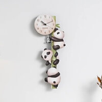 tranh đồng hồ gấu trúc lắc chân cute gắn đèn led treo phòng khách / phong ngủ / cửa hàng  A47