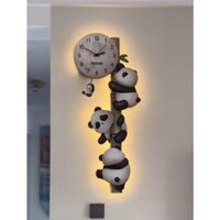 tranh đồng hồ gấu trúc lắc chân cute có gắn đèn led treo phòng khách / trang trí / cửa hàng / quà tặng h8