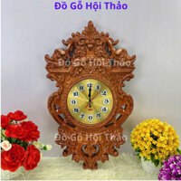 Tranh đồng hồ hoàng kim treo tường phòng khách đồ gỗ mỹ nghệ hương đỏ mini cao cấp, Đồ gỗ HỘI THẢO