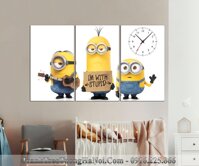 Tranh đồng hồ minion treo phòng em bé AmiA TE101