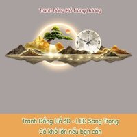 Tranh đồng hồ tráng gương treo tường phong thủy  điện LED sản xuất kích thước lớn theo yêu cầu