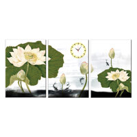 Tranh đồng hồ treo tường CÁ CHÉP DƯỚI LÁ SEN XANH - Q6D635DH21 Thế Giới Tranh Đẹp