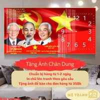 Tranh Đồng Hồ Treo Tường Tráng Gương Bác Hồ, Bác Giáp, Bác Trọng Decor Phòng Khách – DH6- Mê Tranh
