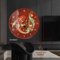 Tranh Đồng Hồ Tròn Cá Chép Tráng Gương Hiện Đại Decor Cao Cấp DH00257