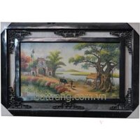 Tranh đồng quê cây đa giếng nước