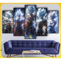 Tranh DRAGON BALL  DÁN TƯỜNG, tranh tráng gương anime. Tranh ghép 5 tấm decor phòng siêu đẹp bền