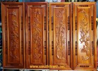 Tranh đục nổi gỗ hương – Tứ Quý ( Tùng Cúc Trúc Mai)-Tg284