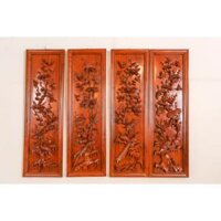 Tranh đục tứ quý (tùng cúc trúc mai) gỗ Hương đá – T05