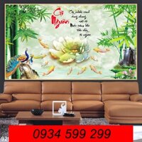 Tranh gạch 3D cá cảnh - tranh cửu ngư quần hộ ốp tường phòng khách TKKG990