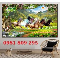 Tranh gạch bát mã 3d - ngựa phi trên cỏ H8