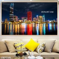 Tranh gạch ốp tường - Tranh thành phố về đêm