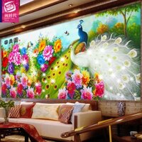 Tranh Gắn Đá Bạch Hạc, Khổng Tước