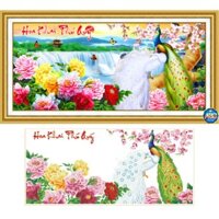 Tranh Gắn Đá Bạch Hạc, Khổng Tước