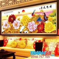 Tranh gắn đá hạt tròn Quốc sắc Thiên Hương Vn095-1 khổ 1.25*0.57