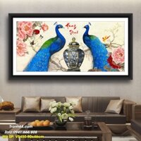 Tranh gắn đá phong thủy Đôi Công vs450 (90 * 46 cm) [KHO SỈ] Tranh chất lượng cao