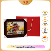Tranh gạo để bàn chùa Một Cột (20x25cm) có hộp đựng cao cấp, quà lưu niệm Việt Nam