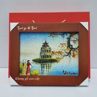 Tranh gạo để bàn Hà Nội 20x25cm, có chân chống ảnh, hộp đựng cao cấp, quà lưu niệm Việt Nam HÀ THÀNH