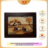 Tranh Gạo để bàn sông nước Việt Nam size 20x25cm, có hộp đựng cao cấp,quà lưu niệm Việt Nam HÀ THÀNH