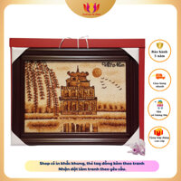 Tranh Gạo Tháp Rùa Hà Nội  (sẵn khung) -  Quà Lưu Niệm Việt Nam