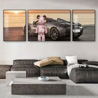 Tranh Gấu Bearbrick Kaws Chất Liệu Tráng Gương Cao Cấp Bo Khung/ Giá Rẻ Tại Xưởng, Tranh Phòng Khách, Spa, Bida