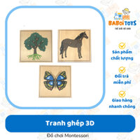 Tranh ghép 3D hình cây, con ngựa, bươm bướm bằng gỗ giúp bé phát triển tư duy, phát triển trí não