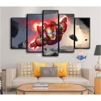 Tranh Ghép 5 Tấm Dán Tường IRON MAN - MARVEL Formex Tráng Gương - Người Nhện - Siêu Anh Hùng