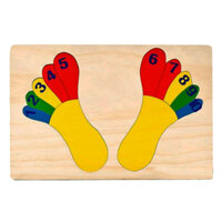 Tranh ghép đôi bàn chân học đếm bằng gỗ cho bé TTO-058