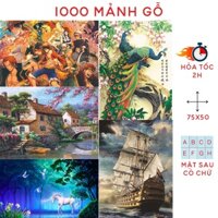 Tranh Ghép Hình 1000 Mảnh Gỗ Dành Cho Người Lớn Và Trẻ Em, Xếp Hình 1000 Miếng, Kích Thước 75x50 cm, Phát Triển Tư Duy