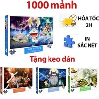 Tranh ghép hình 1000 mảnh hoạt hình doraemon, totoro, conan dành cho người lớn và trẻ em. Kích thước: 75x50 cm. Quà tặng